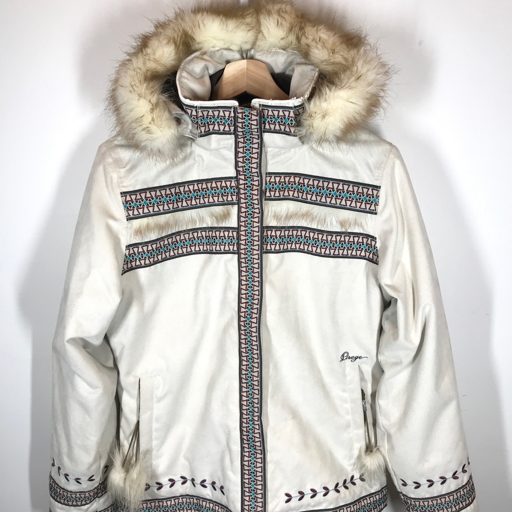 Orage Winter Jacket Ski Snowboard Women's sz M Faux Fur Trim Southwest Detail